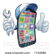 Vector Illustration of Cartoon Mobile Phone Repair Spanner Thumbs up Cartoon by AtStockIllustration