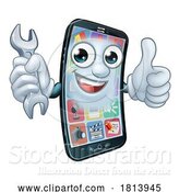 Vector Illustration of Cartoon Mobile Phone Repair Spanner Thumbs up Cartoon by AtStockIllustration