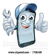 Vector Illustration of Cartoon Mobile Phone Repair Spanner Thumbs up Mascot by AtStockIllustration