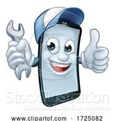 Vector Illustration of Cartoon Mobile Phone Repair Spanner Thumbs up Mascot by AtStockIllustration