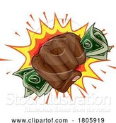 Vector Illustration of Cartoon Money Cash Fist Hand Comic Pop Art Cartoon by AtStockIllustration