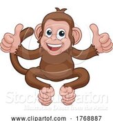 Vector Illustration of Cartoon Monkey Animal Giving Double Thumbs up by AtStockIllustration