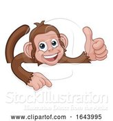 Vector Illustration of Cartoon Monkey Animal Pointing Thumbs up Sign by AtStockIllustration