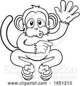 Vector Illustration of Cartoon Monkey Animal Waving and Pointing by AtStockIllustration