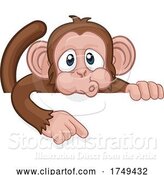 Vector Illustration of Cartoon Monkey Character Animal Pointing at Sign by AtStockIllustration