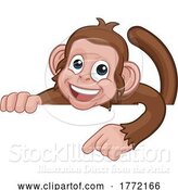 Vector Illustration of Cartoon Monkey Character Animal Pointing at Sign by AtStockIllustration