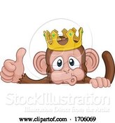 Vector Illustration of Cartoon Monkey King Crown Animal Thumbs up Sign by AtStockIllustration