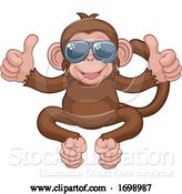 Vector Illustration of Cartoon Monkey Sunglasses Animal Giving Thumbs up by AtStockIllustration