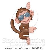 Vector Illustration of Cartoon Monkey Sunglasses Animal Pointing at Sign by AtStockIllustration