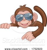 Vector Illustration of Cartoon Monkey Sunglasses Animal Pointing at Sign by AtStockIllustration