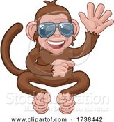 Vector Illustration of Cartoon Monkey Sunglasses Animal Waving Pointing by AtStockIllustration