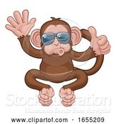 Vector Illustration of Cartoon Monkey Sunglasses Waving Thumbs up Animal by AtStockIllustration