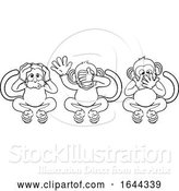 Vector Illustration of Cartoon Monkeys See Hear Speak No Evil Characters by AtStockIllustration