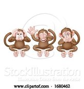 Vector Illustration of Cartoon Monkeys See Hear Speak No Evil Characters by AtStockIllustration