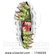 Vector Illustration of Cartoon Monster with Talon Claw Tearing a Rip Through Wall by AtStockIllustration