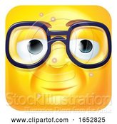 Vector Illustration of Cartoon Nerdy Geek Emoji Emoticon Icon Character by AtStockIllustration
