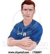 Vector Illustration of Cartoon Nurse or Doctor in Scrubs with Stethoscope by AtStockIllustration