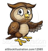 Vector Illustration of Cartoon Owl Mascot Presenting by AtStockIllustration