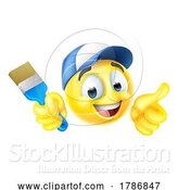 Vector Illustration of Cartoon Painter Decorator Handyman Emoticon Emoji Icon by AtStockIllustration