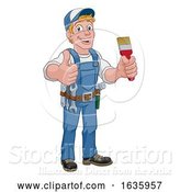 Vector Illustration of Cartoon Painter Decorator Paintbrush Handyman Guy by AtStockIllustration