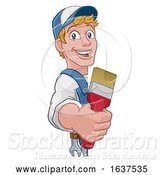 Vector Illustration of Cartoon Painter Decorator Paintbrush Handyman Guy by AtStockIllustration