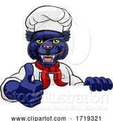 Vector Illustration of Cartoon Panther Chef Mascot Sign Character by AtStockIllustration