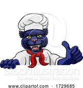 Vector Illustration of Cartoon Panther Chef Mascot Sign Character by AtStockIllustration