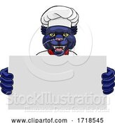 Vector Illustration of Cartoon Panther Chef Restaurant Mascot Sign by AtStockIllustration