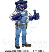 Vector Illustration of Cartoon Panther Electrician Handyman Holding Screwdriver by AtStockIllustration