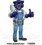 Vector Illustration of Cartoon Panther Gardener Gardening Animal Mascot by AtStockIllustration