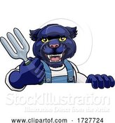 Vector Illustration of Cartoon Panther Gardener Gardening Animal Mascot by AtStockIllustration