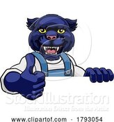 Vector Illustration of Cartoon Panther Mascot Plumber Mechanic Handyman Worker by AtStockIllustration