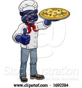 Vector Illustration of Cartoon Panther Pizza Chef Restaurant Mascot by AtStockIllustration