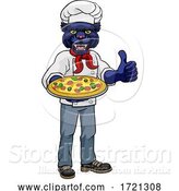 Vector Illustration of Cartoon Panther Pizza Chef Restaurant Mascot by AtStockIllustration