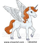 Vector Illustration of Cartoon Pegasus Unicorn Wings Horn Horse Animal Cartoon by AtStockIllustration
