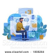 Vector Illustration of Cartoon Person Laptop Computer Online Recruitment Search by AtStockIllustration