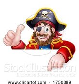 Vector Illustration of Cartoon Pirate Captain Peeking Sign Background by AtStockIllustration