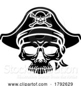 Vector Illustration of Cartoon Pirate Hat Skull and Crossbones Cartoon by AtStockIllustration