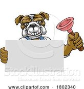 Vector Illustration of Cartoon Plumber Bulldog Plunger Plumbing Mascot by AtStockIllustration