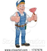 Vector Illustration of Cartoon Plumber Plumbing Drain Plunger Handyman by AtStockIllustration