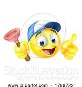 Vector Illustration of Cartoon Plumber Plunger Handyman Emoticon Emoji Icon by AtStockIllustration