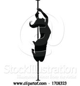 Vector Illustration of Cartoon Pole Dancer Lady Silhouette by AtStockIllustration