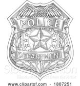 Vector Illustration of Cartoon Police Badge Shield Star Sheriff Cop Crest Symbol by AtStockIllustration