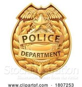 Vector Illustration of Cartoon Police Badge Shield Star Sheriff Cop Crest Symbol by AtStockIllustration