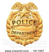 Vector Illustration of Cartoon Police Badge Shield Star Sheriff Cop Crest Symbol by AtStockIllustration