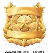 Vector Illustration of Cartoon Police Military Badge Star Shield Sheriff Crest by AtStockIllustration