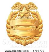 Vector Illustration of Cartoon Police Military Eagle Badge Shield Sheriff Crest by AtStockIllustration