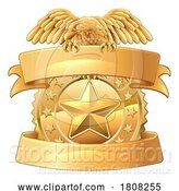 Vector Illustration of Cartoon Police Military Eagle Badge Shield Sheriff Crest by AtStockIllustration