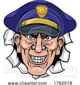 Vector Illustration of Cartoon Policeman Mean Police Officer Ponting Cartoon by AtStockIllustration