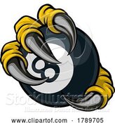 Vector Illustration of Cartoon Pool Billiards Ball Monster Hand Claws Talons by AtStockIllustration